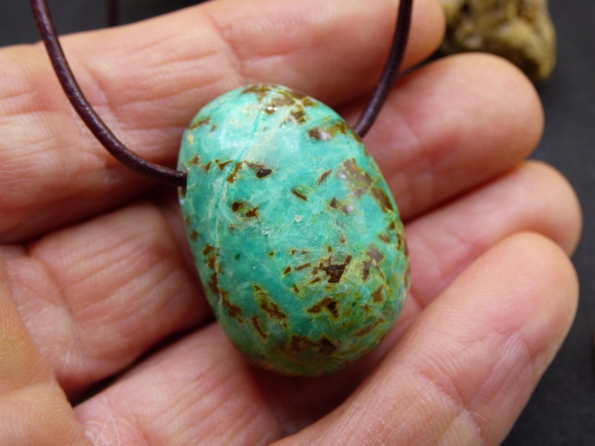 Chrysocoll Chrysokoll Chrysocolla Edelstein Kette blau Natur HIPPIE GOA Boho Ethno Heilstein Kristalle Schmuck Anhänger Mann Frau Geschenk - Art of Nature Berlin