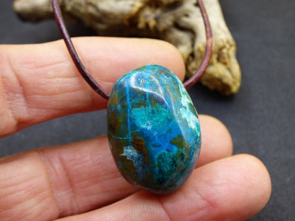 Chrysocoll Chrysokoll Chrysocolla Edelstein Kette blau Natur HIPPIE GOA Boho Ethno Heilstein Kristalle Schmuck Anhänger Mann Frau Geschenk - Art of Nature Berlin