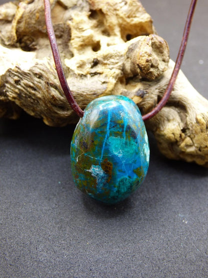 Chrysocoll Chrysokoll Chrysocolla Edelstein Kette blau Natur HIPPIE GOA Boho Ethno Heilstein Kristalle Schmuck Anhänger Mann Frau Geschenk - Art of Nature Berlin