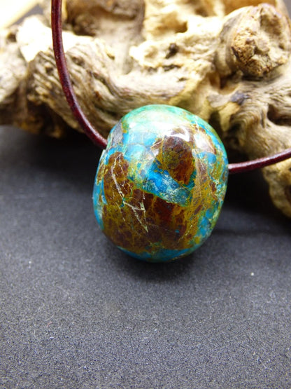 Chrysocoll Chrysokoll Chrysocolla Edelstein Kette blau Natur HIPPIE GOA Boho Ethno Heilstein Kristalle Schmuck Anhänger Mann Frau Geschenk - Art of Nature Berlin
