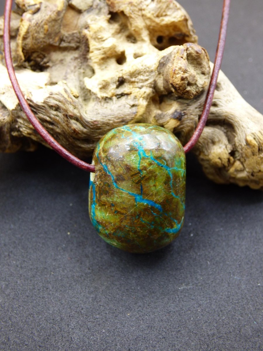 Chrysocoll Chrysokoll Chrysocolla Edelstein Kette blau Natur HIPPIE GOA Boho Ethno Heilstein Kristalle Schmuck Anhänger Mann Frau Geschenk - Art of Nature Berlin