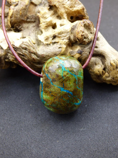 Chrysocoll Chrysokoll Chrysocolla Edelstein Kette blau Natur HIPPIE GOA Boho Ethno Heilstein Kristalle Schmuck Anhänger Mann Frau Geschenk - Art of Nature Berlin
