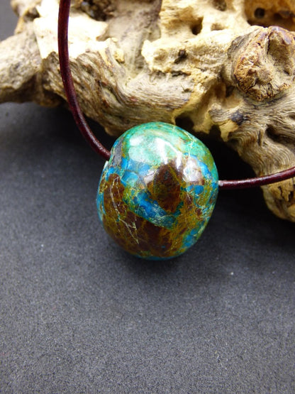 Chrysocoll Chrysokoll Chrysocolla Edelstein Kette blau Natur HIPPIE GOA Boho Ethno Heilstein Kristalle Schmuck Anhänger Mann Frau Geschenk - Art of Nature Berlin