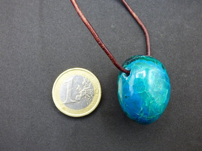 Chrysocoll Chrysokoll Chrysocolla Edelstein Kette blau Natur HIPPIE GOA Boho Ethno Heilstein Kristalle Schmuck Anhänger Mann Frau Geschenk - Art of Nature Berlin