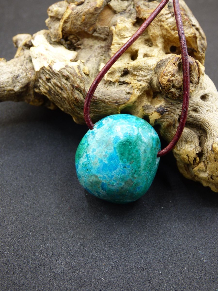 Chrysocoll Chrysokoll Chrysocolla Edelstein Kette blau Natur HIPPIE GOA Boho Ethno Heilstein Kristalle Schmuck Anhänger Mann Frau Geschenk - Art of Nature Berlin