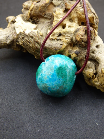 Chrysocoll Chrysokoll Chrysocolla Edelstein Kette blau Natur HIPPIE GOA Boho Ethno Heilstein Kristalle Schmuck Anhänger Mann Frau Geschenk - Art of Nature Berlin