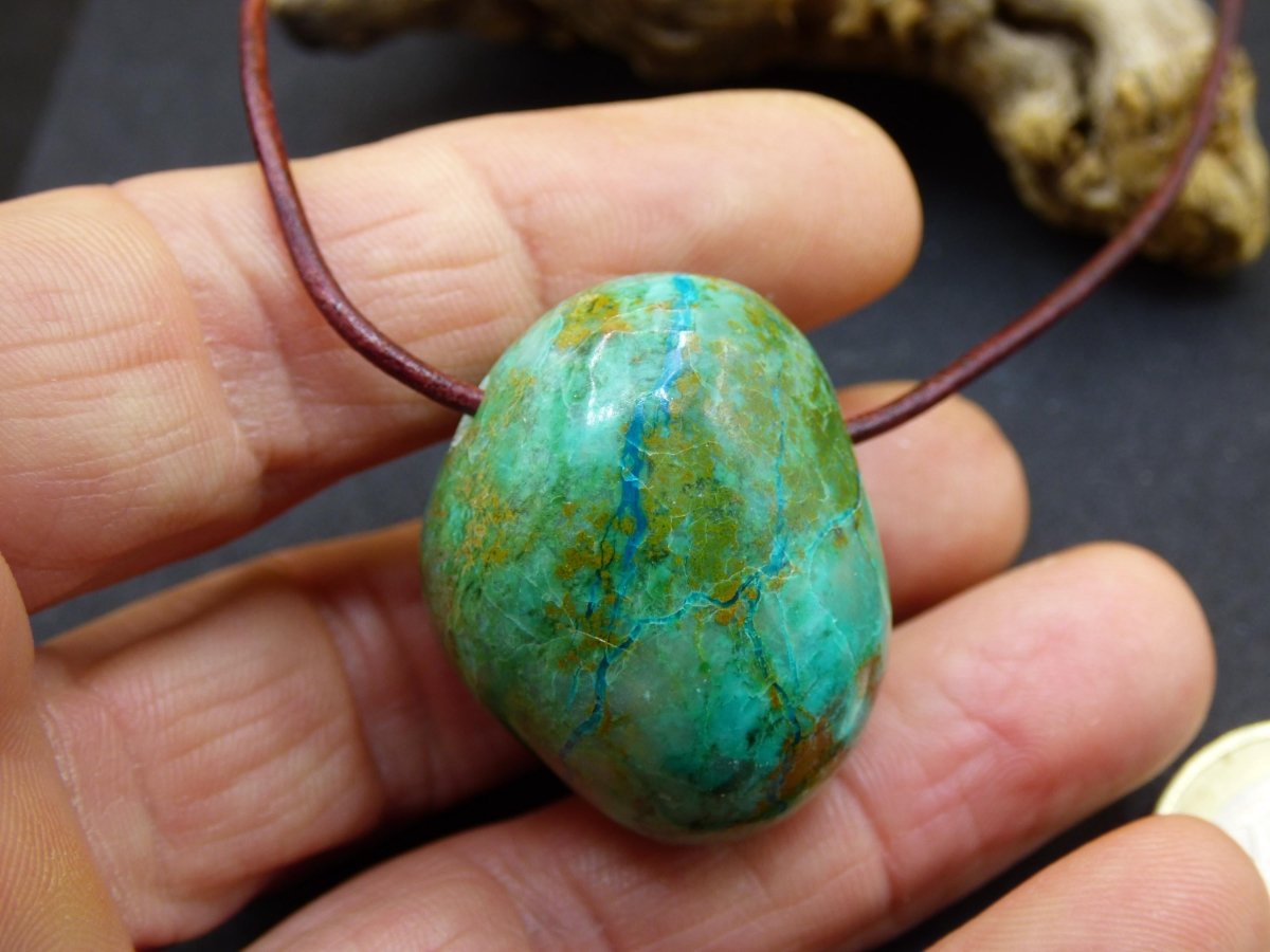 Chrysocoll Chrysokoll Chrysocolla Edelstein Kette blau Natur HIPPIE GOA Boho Ethno Heilstein Kristalle Schmuck Anhänger Mann Frau Geschenk - Art of Nature Berlin