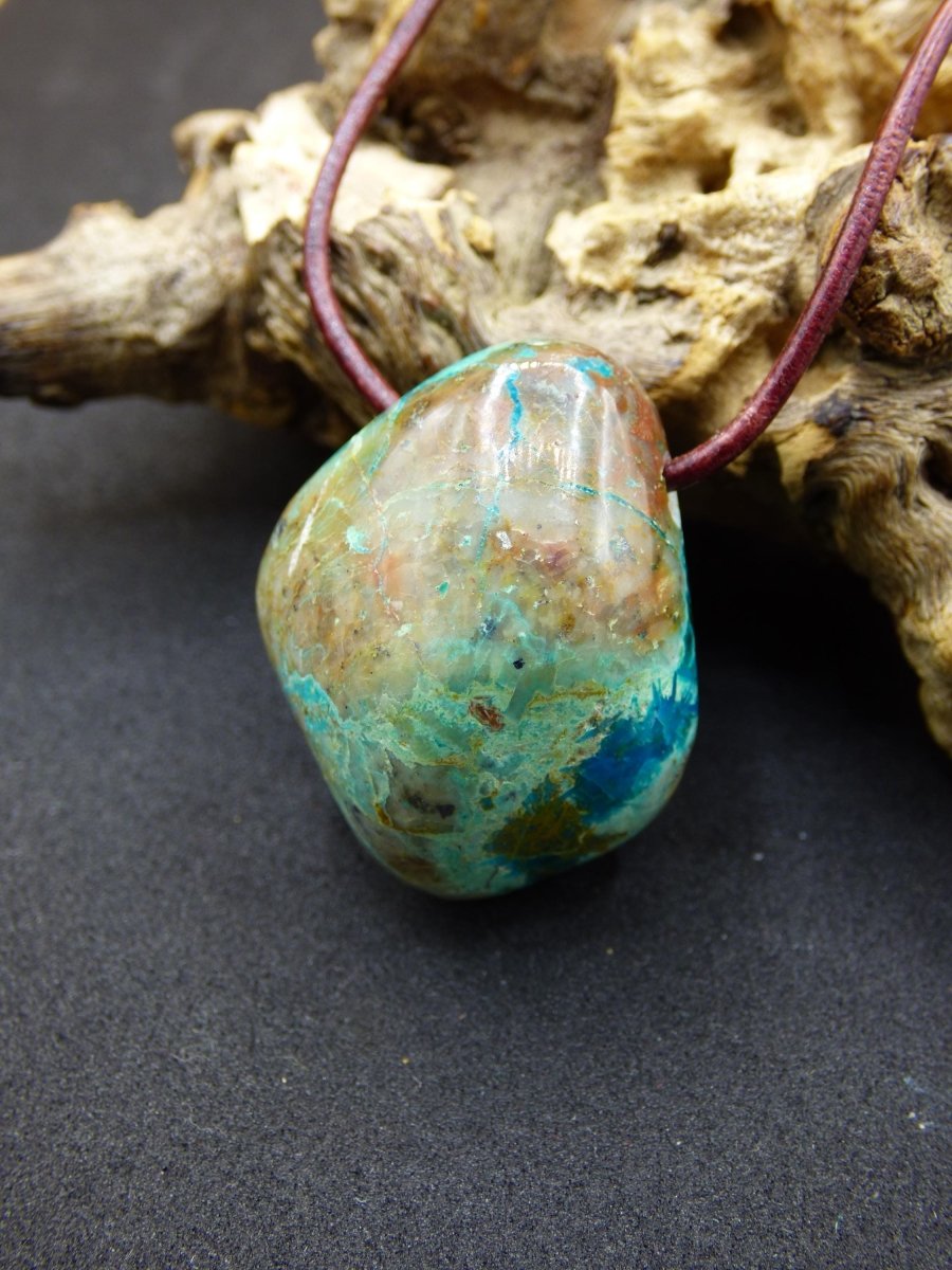 Chrysocoll Chrysokoll Chrysocolla Edelstein Kette blau Natur HIPPIE GOA Boho Ethno Heilstein Kristalle Schmuck Anhänger Mann Frau Geschenk - Art of Nature Berlin