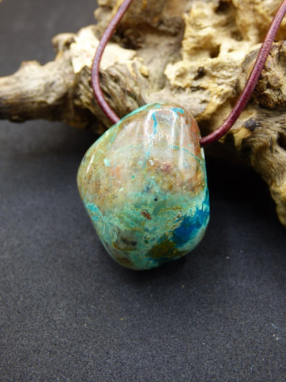 Chrysocoll Chrysokoll Chrysocolla Edelstein Kette blau Natur HIPPIE GOA Boho Ethno Heilstein Kristalle Schmuck Anhänger Mann Frau Geschenk - Art of Nature Berlin