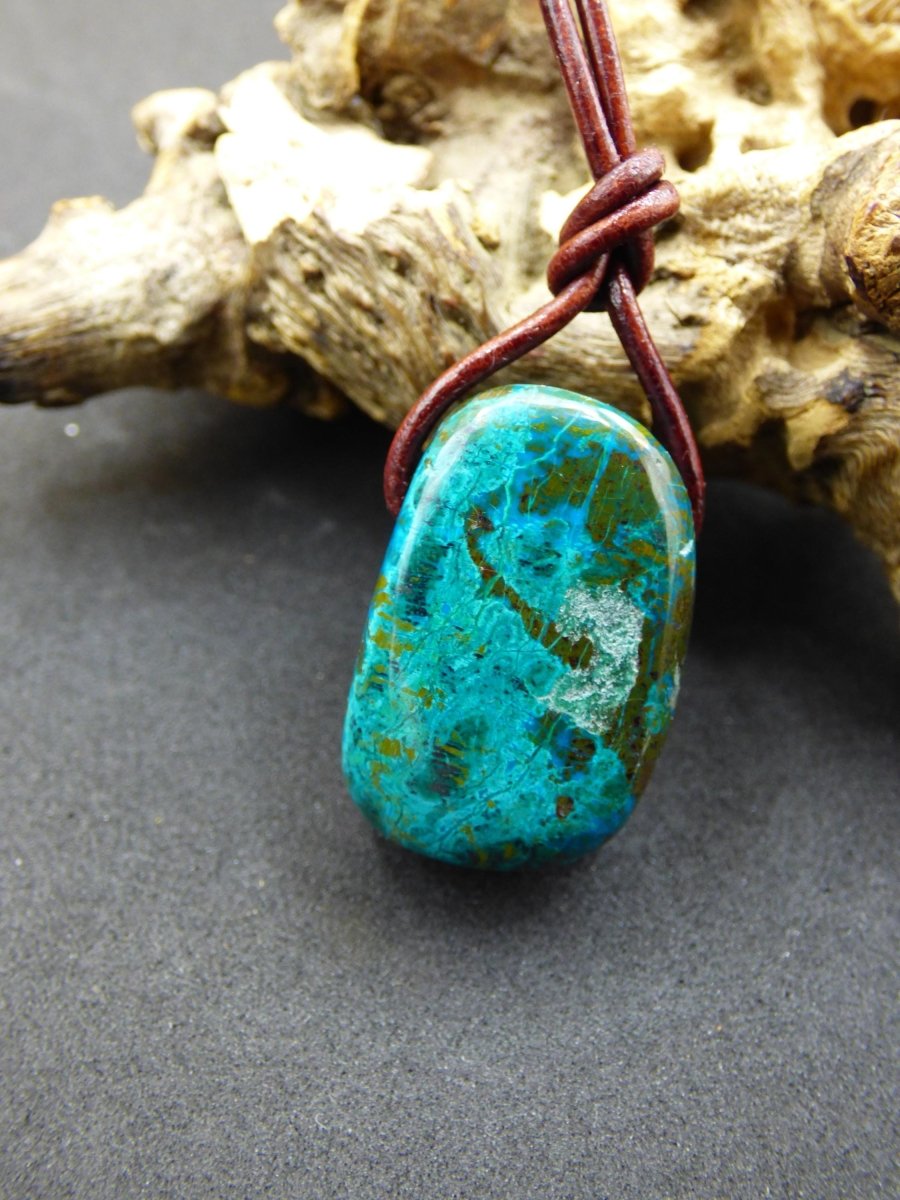 Chrysocoll Chrysokoll Chrysocolla Edelstein Kette blau Natur HIPPIE GOA Boho Ethno Heilstein Kristalle Schmuck Anhänger Mann Frau Geschenk - Art of Nature Berlin