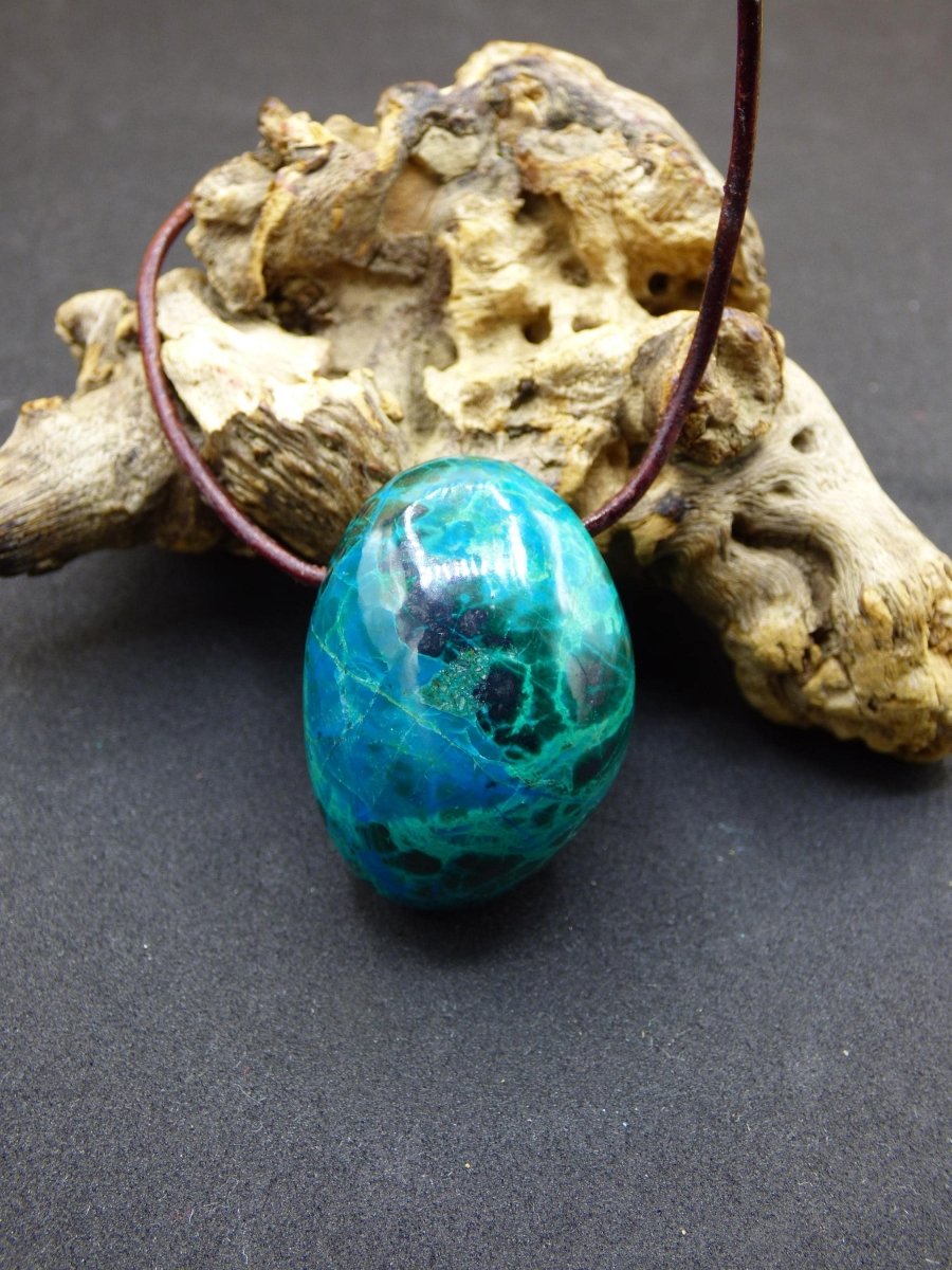 Chrysocoll Chrysokoll Chrysocolla Edelstein Kette blau Natur HIPPIE GOA Boho Ethno Heilstein Kristalle Schmuck Anhänger Mann Frau Geschenk - Art of Nature Berlin