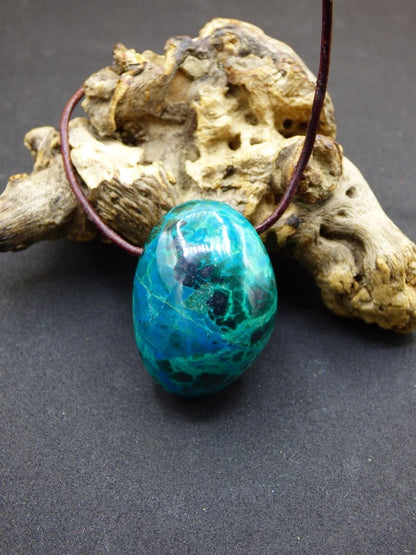 Chrysocoll Chrysokoll Chrysocolla Edelstein Kette blau Natur HIPPIE GOA Boho Ethno Heilstein Kristalle Schmuck Anhänger Mann Frau Geschenk - Art of Nature Berlin
