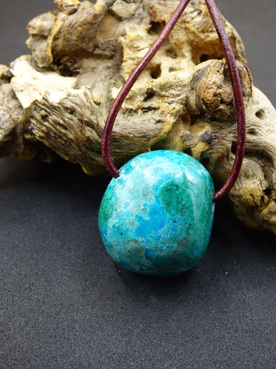 Chrysocoll Chrysokoll Chrysocolla Edelstein Kette blau Natur HIPPIE GOA Boho Ethno Heilstein Kristalle Schmuck Anhänger Mann Frau Geschenk - Art of Nature Berlin