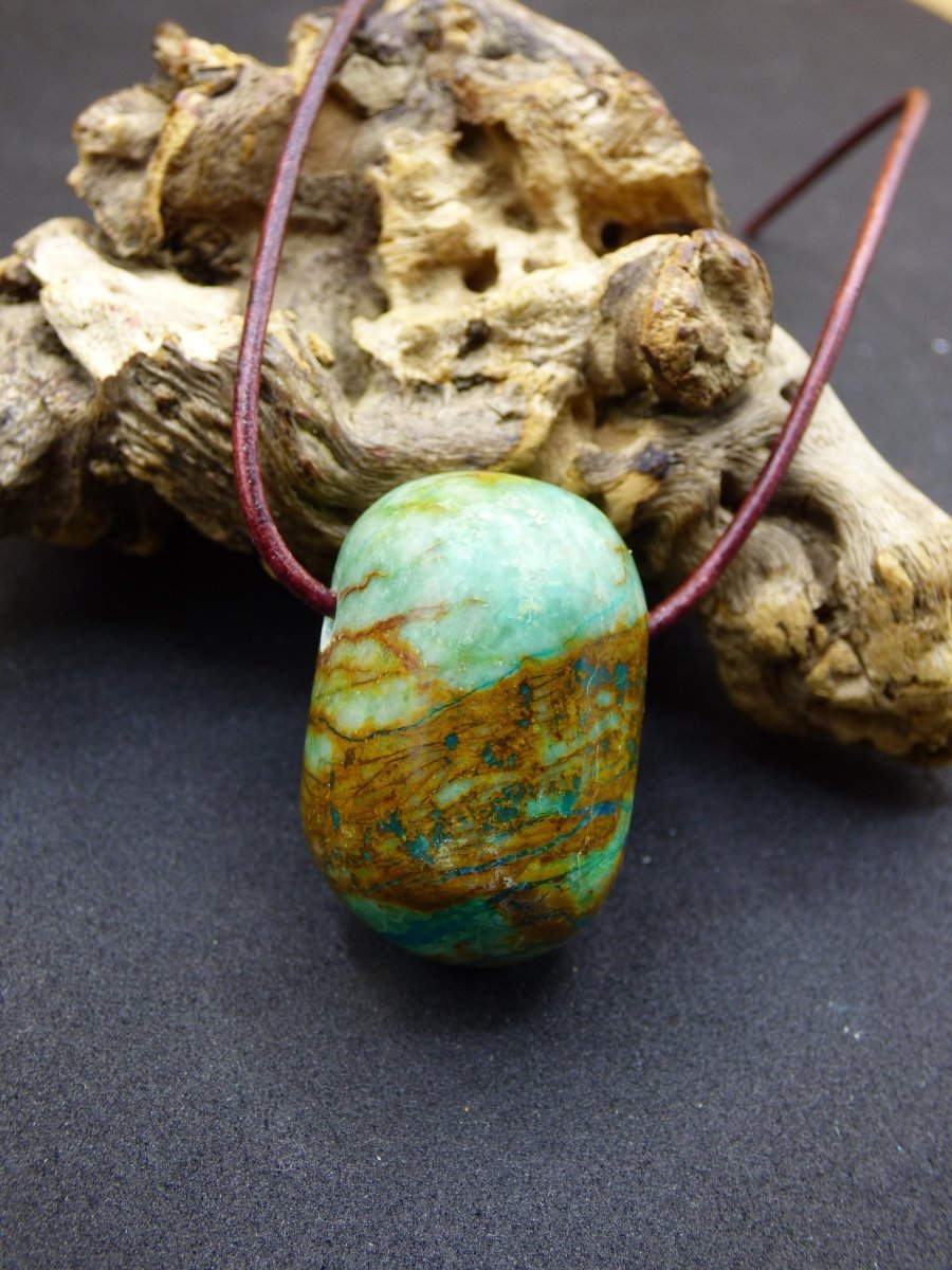 Chrysocoll Chrysokoll Chrysocolla Edelstein Kette blau Natur HIPPIE GOA Boho Ethno Heilstein Kristalle Schmuck Anhänger Mann Frau Geschenk - Art of Nature Berlin