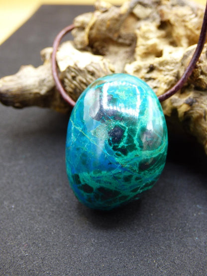 Chrysocoll Chrysokoll Chrysocolla Edelstein Kette blau Natur HIPPIE GOA Boho Ethno Heilstein Kristalle Schmuck Anhänger Mann Frau Geschenk - Art of Nature Berlin