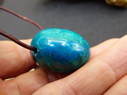 Chrysocoll Chrysokoll Chrysocolla Edelstein Kette blau Natur HIPPIE GOA Boho Ethno Heilstein Kristalle Schmuck Anhänger Mann Frau Geschenk - Art of Nature Berlin