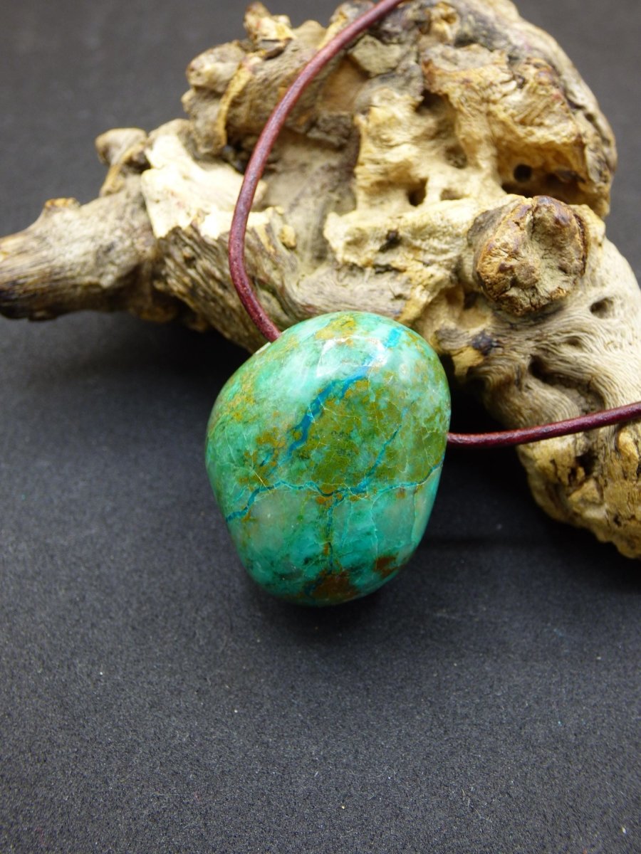 Chrysocoll Chrysokoll Chrysocolla Edelstein Kette blau Natur HIPPIE GOA Boho Ethno Heilstein Kristalle Schmuck Anhänger Mann Frau Geschenk - Art of Nature Berlin
