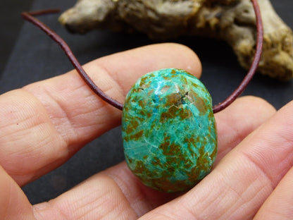 Chrysocoll Chrysokoll Chrysocolla Edelstein Kette blau Natur HIPPIE GOA Boho Ethno Heilstein Kristalle Schmuck Anhänger Mann Frau Geschenk - Art of Nature Berlin