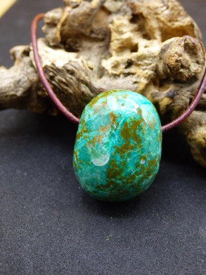 Chrysocoll Chrysokoll Chrysocolla Edelstein Kette blau Natur HIPPIE GOA Boho Ethno Heilstein Kristalle Schmuck Anhänger Mann Frau Geschenk - Art of Nature Berlin