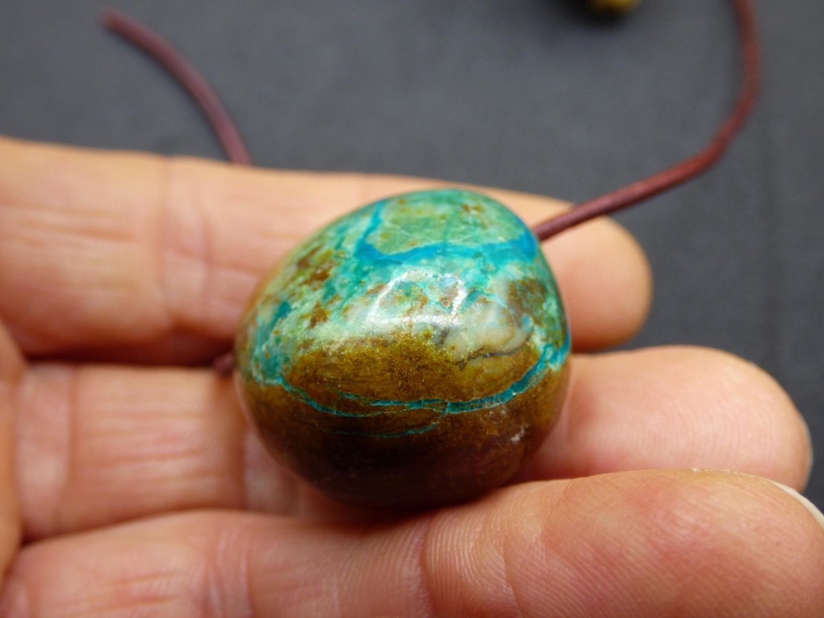 Chrysocoll Chrysokoll Chrysocolla Edelstein Kette blau Natur HIPPIE GOA Boho Ethno Heilstein Kristalle Schmuck Anhänger Mann Frau Geschenk - Art of Nature Berlin