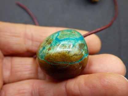 Chrysocoll Chrysokoll Chrysocolla Edelstein Kette blau Natur HIPPIE GOA Boho Ethno Heilstein Kristalle Schmuck Anhänger Mann Frau Geschenk - Art of Nature Berlin