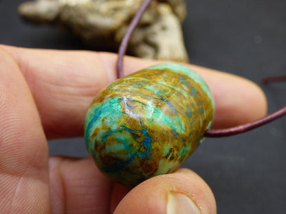 Chrysocoll Chrysokoll Chrysocolla Edelstein Kette blau Natur HIPPIE GOA Boho Ethno Heilstein Kristalle Schmuck Anhänger Mann Frau Geschenk - Art of Nature Berlin