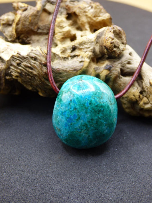 Chrysocoll Chrysokoll Chrysocolla Edelstein Kette blau Natur HIPPIE GOA Boho Ethno Heilstein Kristalle Schmuck Anhänger Mann Frau Geschenk - Art of Nature Berlin