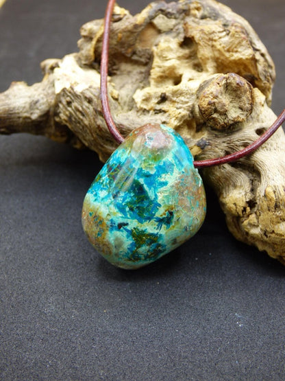Chrysocoll Chrysokoll Chrysocolla Edelstein Kette blau Natur HIPPIE GOA Boho Ethno Heilstein Kristalle Schmuck Anhänger Mann Frau Geschenk - Art of Nature Berlin