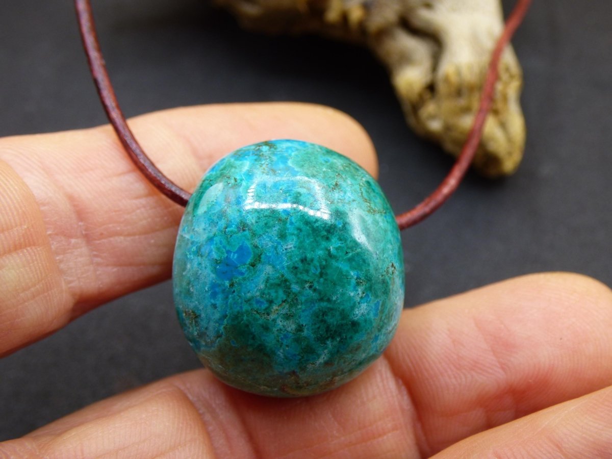 Chrysocoll Chrysokoll Chrysocolla Edelstein Kette blau Natur HIPPIE GOA Boho Ethno Heilstein Kristalle Schmuck Anhänger Mann Frau Geschenk - Art of Nature Berlin