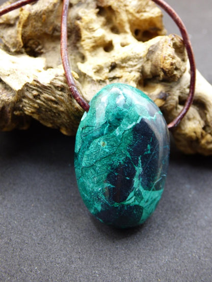 Chrysocoll Chrysokoll Chrysocolla Edelstein Kette blau Natur HIPPIE GOA Boho Ethno Heilstein Kristalle Schmuck Anhänger Mann Frau Geschenk - Art of Nature Berlin