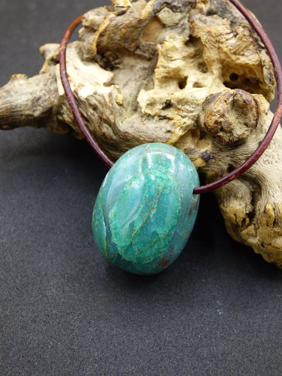 Chrysocoll Chrysokoll Chrysocolla Edelstein Kette blau Natur HIPPIE GOA Boho Ethno Heilstein Kristalle Schmuck Anhänger Mann Frau Geschenk - Art of Nature Berlin