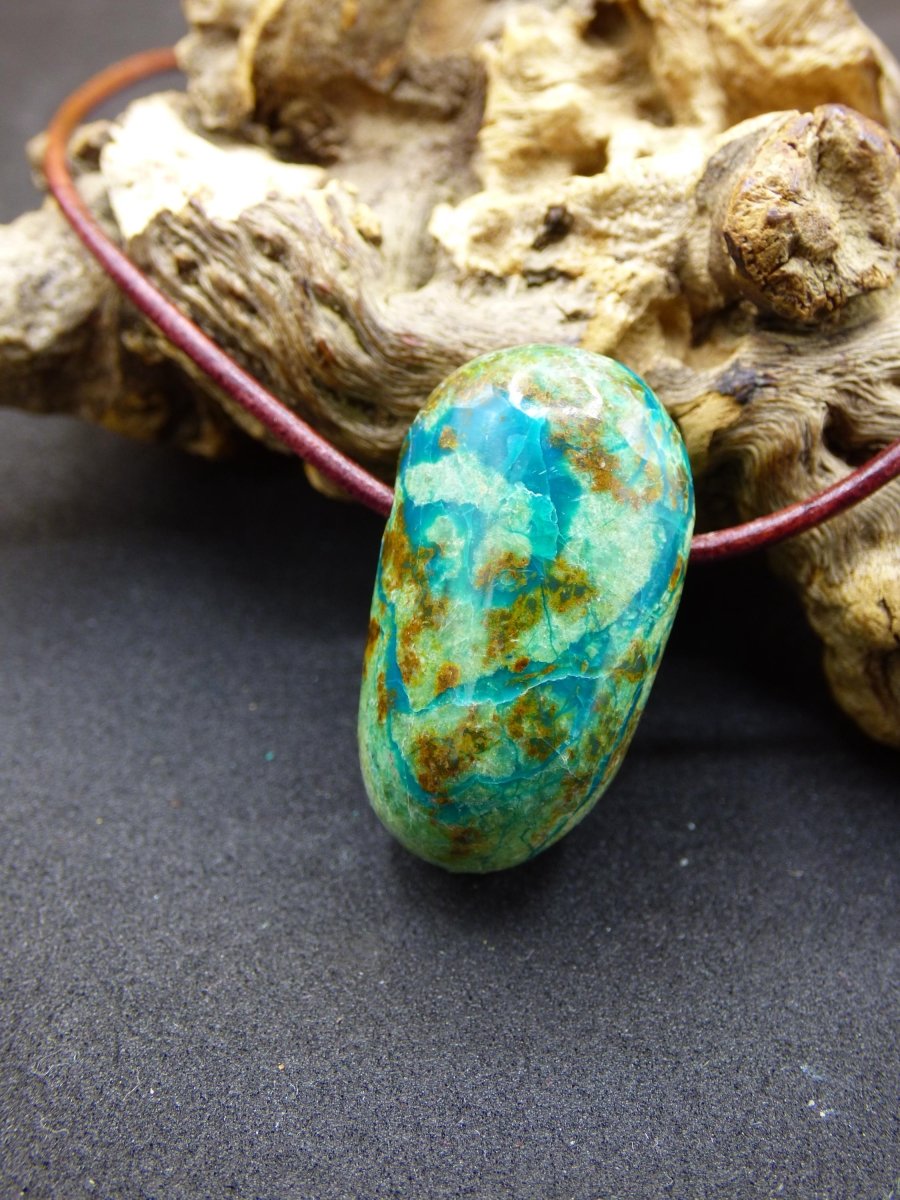 Chrysocoll Chrysokoll Chrysocolla Edelstein Kette blau Natur HIPPIE GOA Boho Ethno Heilstein Kristalle Schmuck Anhänger Mann Frau Geschenk - Art of Nature Berlin