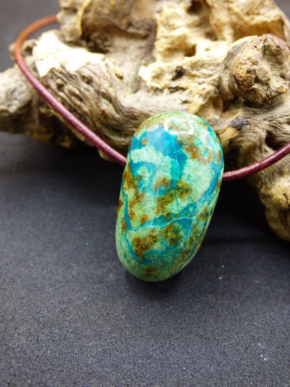 Chrysocoll Chrysokoll Chrysocolla Edelstein Kette blau Natur HIPPIE GOA Boho Ethno Heilstein Kristalle Schmuck Anhänger Mann Frau Geschenk - Art of Nature Berlin