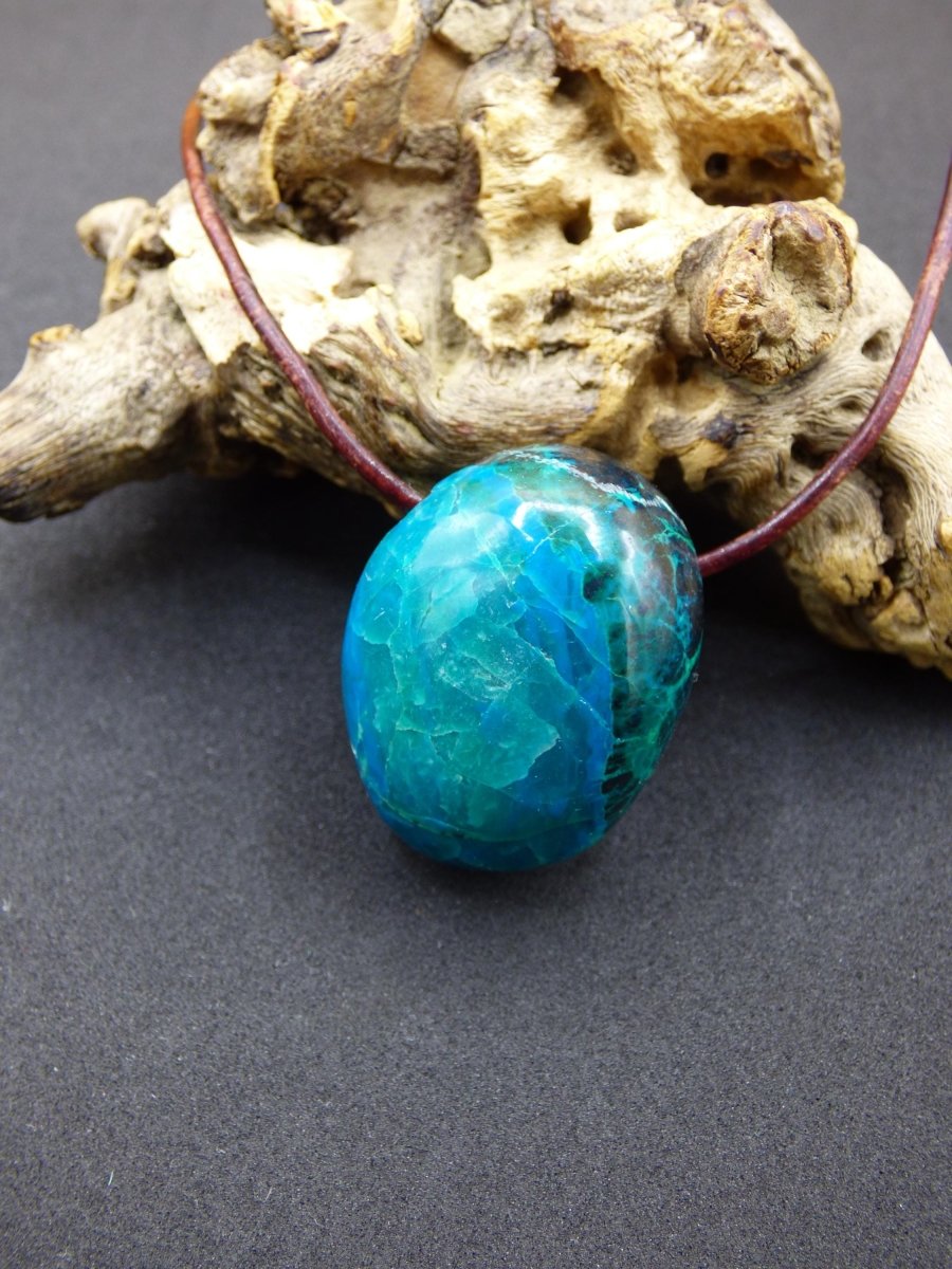 Chrysocoll Chrysokoll Chrysocolla Edelstein Kette blau Natur HIPPIE GOA Boho Ethno Heilstein Kristalle Schmuck Anhänger Mann Frau Geschenk - Art of Nature Berlin
