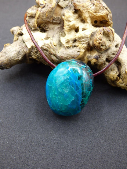 Chrysocoll Chrysokoll Chrysocolla Edelstein Kette blau Natur HIPPIE GOA Boho Ethno Heilstein Kristalle Schmuck Anhänger Mann Frau Geschenk - Art of Nature Berlin