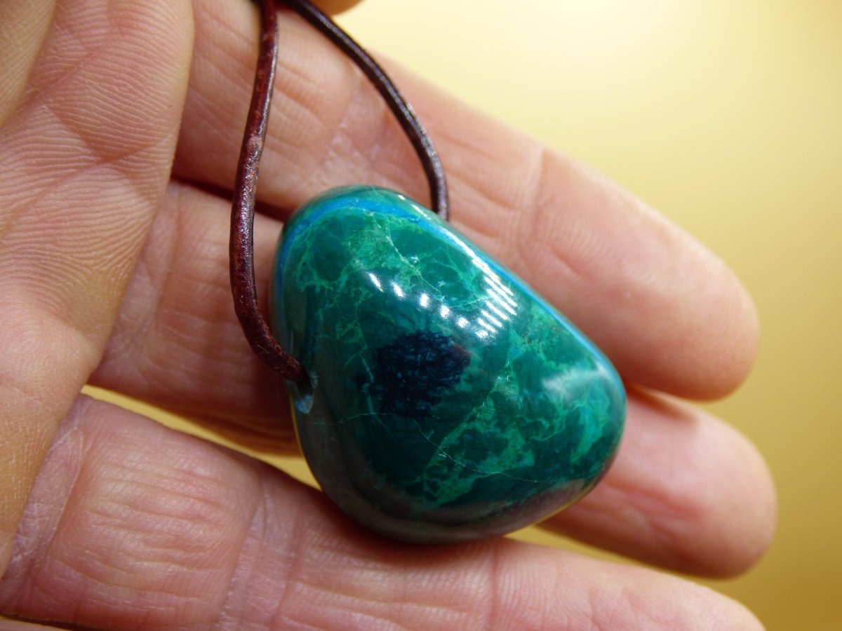 Chrysocoll Chrysokoll Chrysocolla Edelstein Kette blau Natur HIPPIE GOA Boho Ethno Heilstein Kristalle Schmuck Anhänger Mann Frau Geschenk - Art of Nature Berlin