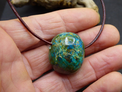 Chrysocoll Chrysokoll Chrysocolla Edelstein Kette blau Natur HIPPIE GOA Boho Ethno Heilstein Kristalle Schmuck Anhänger Mann Frau Geschenk - Art of Nature Berlin
