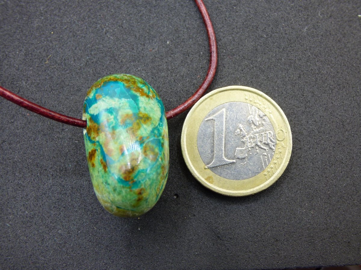 Chrysocoll Chrysokoll Chrysocolla Edelstein Kette blau Natur HIPPIE GOA Boho Ethno Heilstein Kristalle Schmuck Anhänger Mann Frau Geschenk - Art of Nature Berlin