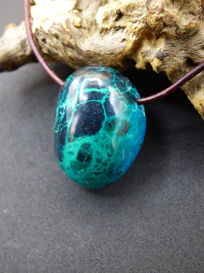 Chrysocoll Chrysokoll Chrysocolla Edelstein Kette blau Natur HIPPIE GOA Boho Ethno Heilstein Kristalle Schmuck Anhänger Mann Frau Geschenk - Art of Nature Berlin