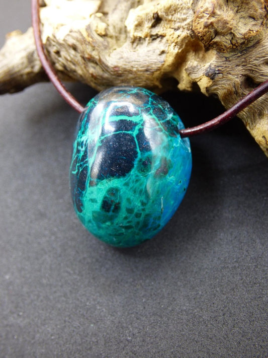 Chrysocoll Chrysokoll Chrysocolla Edelstein Kette blau Natur HIPPIE GOA Boho Ethno Heilstein Kristalle Schmuck Anhänger Mann Frau Geschenk - Art of Nature Berlin