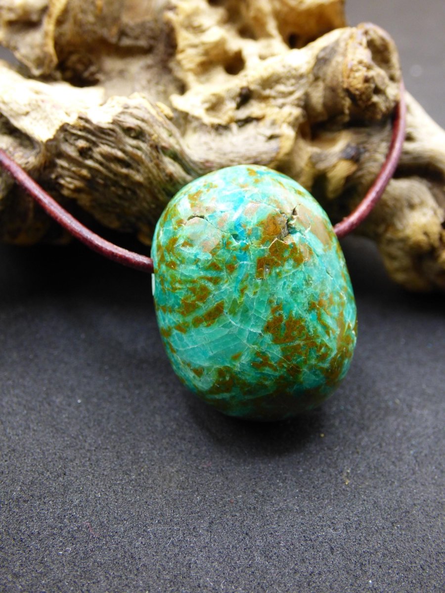 Chrysocoll Chrysokoll Chrysocolla Edelstein Kette blau Natur HIPPIE GOA Boho Ethno Heilstein Kristalle Schmuck Anhänger Mann Frau Geschenk - Art of Nature Berlin