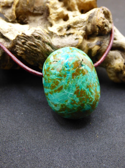 Chrysocoll Chrysokoll Chrysocolla Edelstein Kette blau Natur HIPPIE GOA Boho Ethno Heilstein Kristalle Schmuck Anhänger Mann Frau Geschenk - Art of Nature Berlin