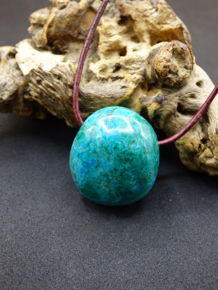 Chrysocoll Chrysokoll Chrysocolla Edelstein Kette blau Natur HIPPIE GOA Boho Ethno Heilstein Kristalle Schmuck Anhänger Mann Frau Geschenk - Art of Nature Berlin