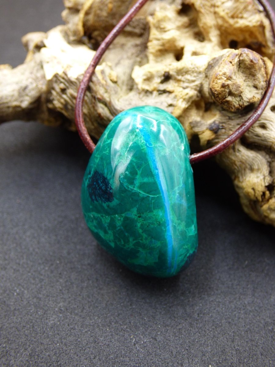 Chrysocoll Chrysokoll Chrysocolla Edelstein Kette blau Natur HIPPIE GOA Boho Ethno Heilstein Kristalle Schmuck Anhänger Mann Frau Geschenk - Art of Nature Berlin