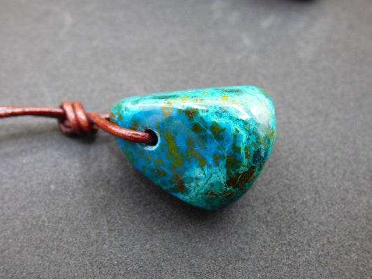 Chrysocoll Chrysokoll Chrysocolla Edelstein Kette blau Natur HIPPIE GOA Boho Ethno Heilstein Kristalle Schmuck Anhänger Mann Frau Geschenk - Art of Nature Berlin