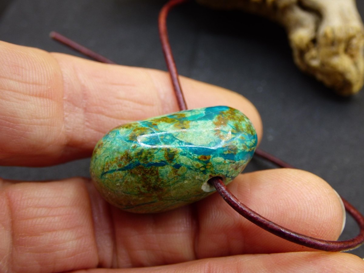 Chrysocoll Chrysokoll Chrysocolla Edelstein Kette blau Natur HIPPIE GOA Boho Ethno Heilstein Kristalle Schmuck Anhänger Mann Frau Geschenk - Art of Nature Berlin