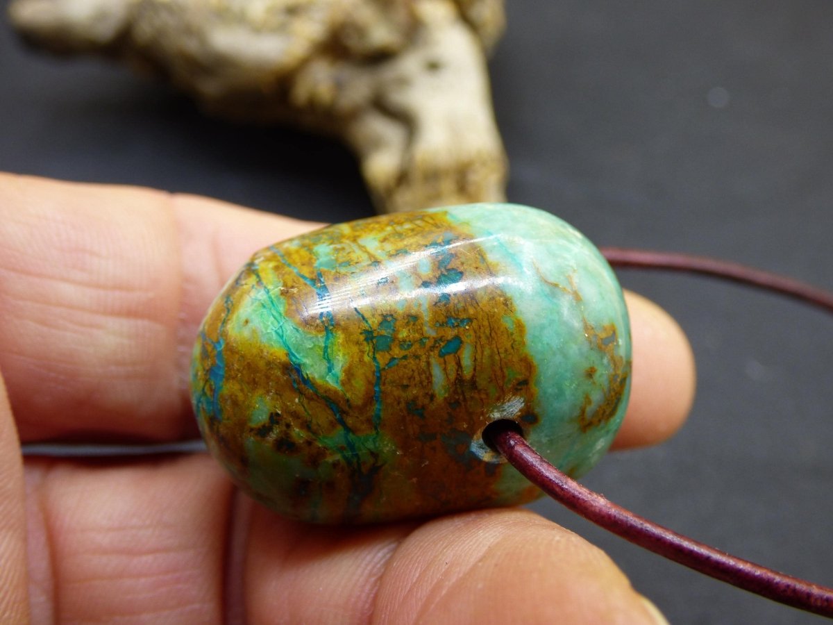 Chrysocoll Chrysokoll Chrysocolla Edelstein Kette blau Natur HIPPIE GOA Boho Ethno Heilstein Kristalle Schmuck Anhänger Mann Frau Geschenk - Art of Nature Berlin