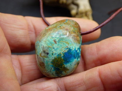 Chrysocoll Chrysokoll Chrysocolla Edelstein Kette blau Natur HIPPIE GOA Boho Ethno Heilstein Kristalle Schmuck Anhänger Mann Frau Geschenk - Art of Nature Berlin