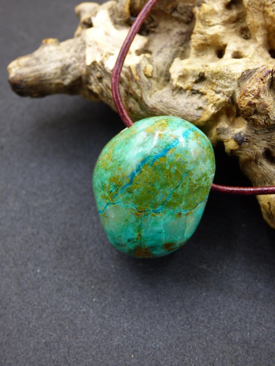 Chrysocoll Chrysokoll Chrysocolla Edelstein Kette blau Natur HIPPIE GOA Boho Ethno Heilstein Kristalle Schmuck Anhänger Mann Frau Geschenk - Art of Nature Berlin