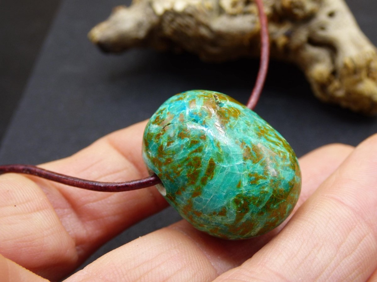 Chrysocoll Chrysokoll Chrysocolla Edelstein Kette blau Natur HIPPIE GOA Boho Ethno Heilstein Kristalle Schmuck Anhänger Mann Frau Geschenk - Art of Nature Berlin